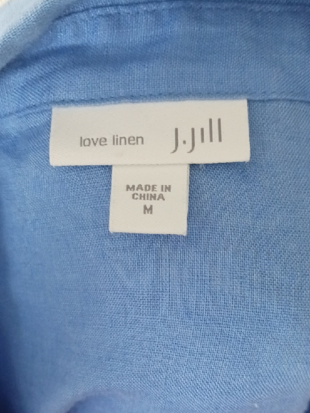 J. Jill Linen Shirt Long Sleeve Button Front With Collar Vneck Blue Sz M - Picture 7 of 9